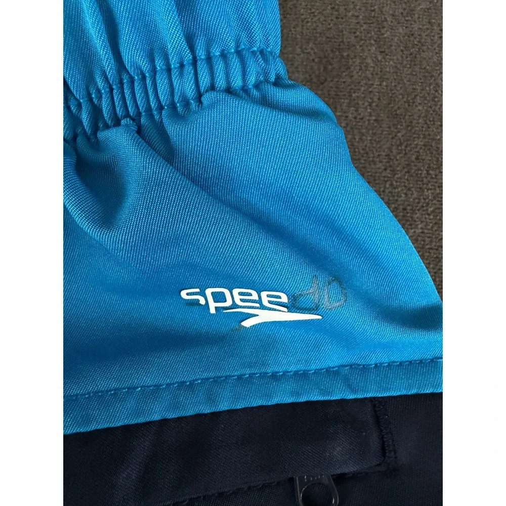 Speedo‎ Men Blue Athletic Swim Trunks Size M Lined Drawstring Summer Swim Beach